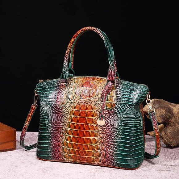 Women Purse Satchel Bag Long Crossbody Classy Tote Bag Top Handle Vegan Leather - Picture 8 of 8